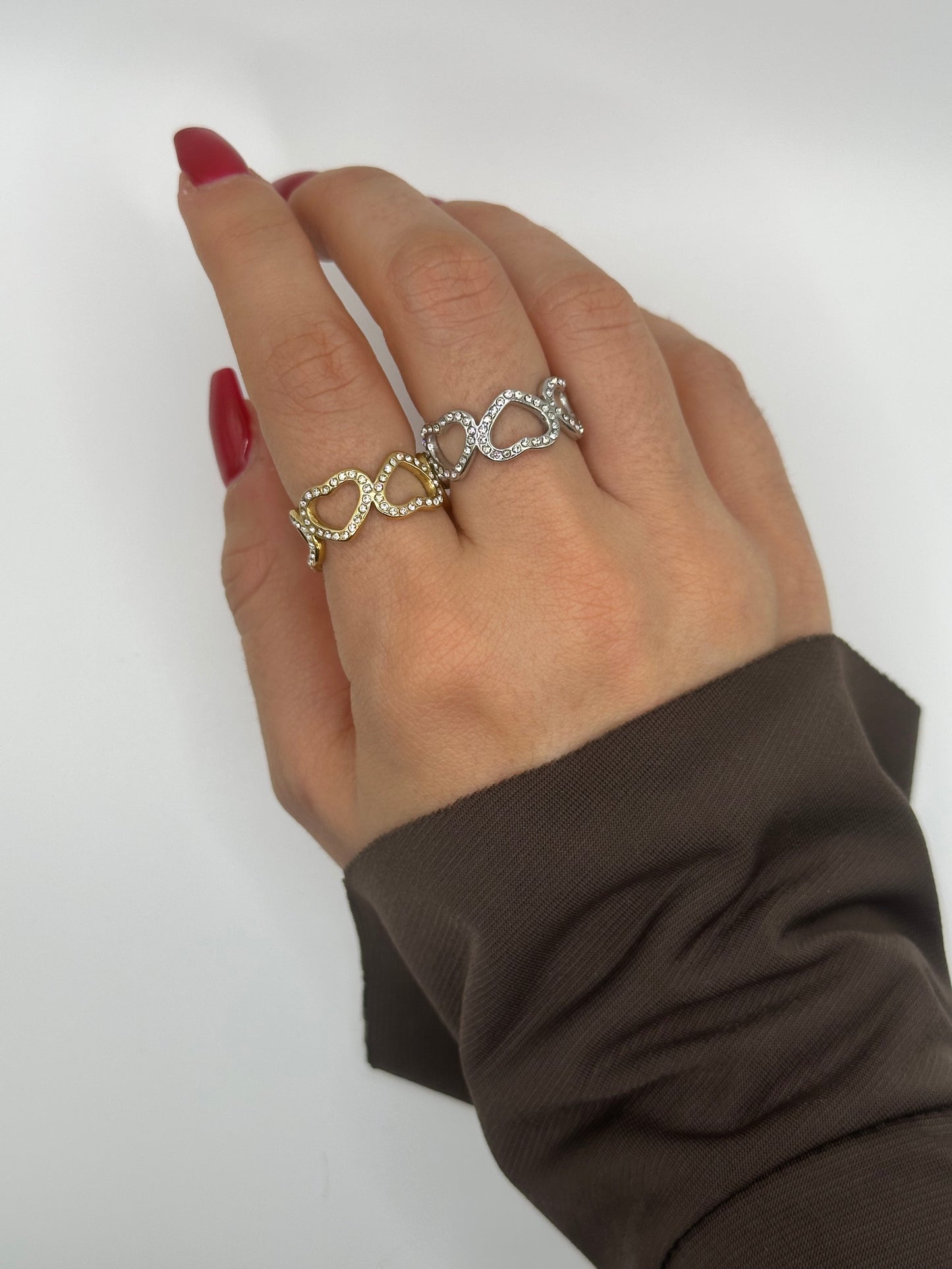 Anello Cuori Strass - Aurea Accessori